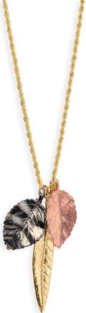 Kenneth Jay Lane Tri-Tone Leaf Pendant Necklace in Gold at Nordstrom Rack