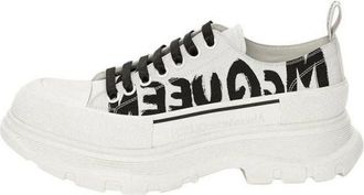 Alexander McQueen Tread Slick Low Lace Up Canvas Graffiti White Black 682423WIABD9488