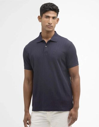 Barbour Mens Barbour Harwell Cable Jacquard Polo - Navy - Size: 38