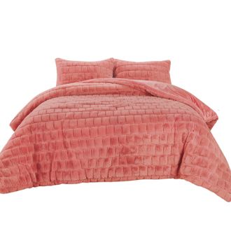 Elegant Comfort Ultra Soft Fluffy 3-Piece Faux Rabbit Fur Comforter Set All Season Warm Down Alternative