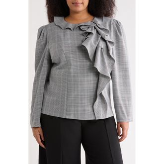 By Design Iconic Plaid Ruffle Top in Menswear Plaid at Nordstrom Rack, Size 2X