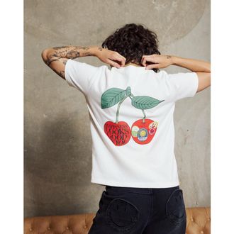 By Samii Ryan Smiley Freshly Picked Boxy Tee in White at Nordstrom, Size X-Small