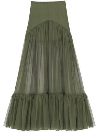 Saint Laurent High waist maxi-rok - Groen