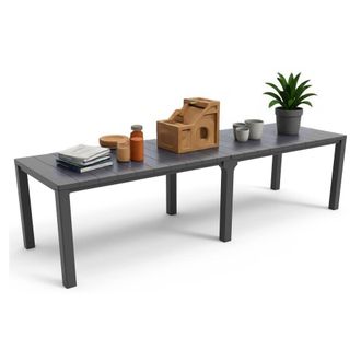 Dmora Dmora - Mesa De Jard&iacute;n Brossard, Base De Picnic, Mesa De Comedor De Jard&iacute;n, Banco Multiusos Para Exterior, 294x90 H75 Cm, Antracita
