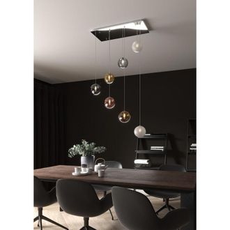 Top-Light Lampadario Contemporaneo Eclipse Metallo Cromo Vetro Multicolor 7 Luci G9