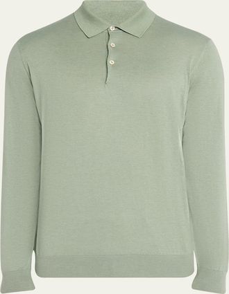 Fioroni Cashmere Mens Cotton-Cashmere Polo Shirt