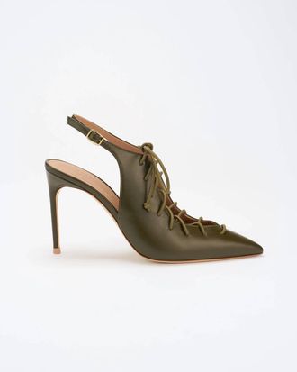 Malone Souliers Womens Alia Slingback Pointed Toe Sandals In Olive