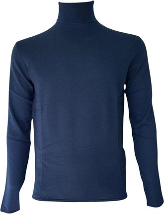 Emporio Armani Sweaters - Heren - Coltruien - Blauw - L - Wol - Truien & Vesten