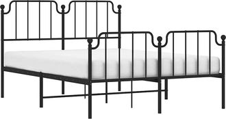 vidaXL Estructura Cama Sin Colch&oacute;n Con Estribo Metal Negro 150x200 Cm Vidaxl