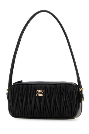 Miu Miu Lambskin Leather Shoulder Bag - Black
