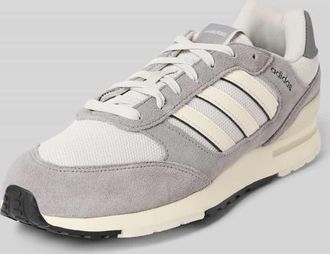 adidas Ledersneaker mit Label-Schriftzug in Mittelgrau, Größe 40