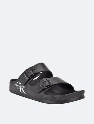 Calvin Klein Mens Mens Zion Double Strap Slide Sandal - Black - 10