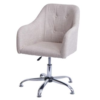 Hhg Nunca Usado] Silla De Comedor Hhg 566, Silla De Cocina Silla Con Reposabrazos, Giratoria Regulable En Altura Metal, Textil Crema
