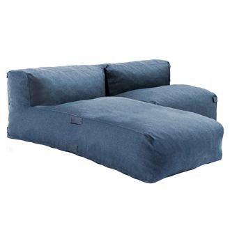 Oviala Mueble de jard&iacute;n modular de 2 plazas con chaise longue azul pac&iacute;fico