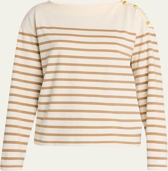 Rag & Bone Bardot Striped Long Sleeve Top