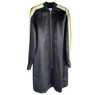 Victoria Beckham Victoria Victoria Beckham Black Satin Longline Bomber Jacket Size S