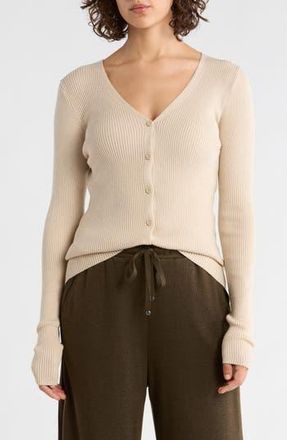 Max Studio V-Neck Cardigan V-Neck Cardigan in Bone at Nordstrom Rack, Size X-Large