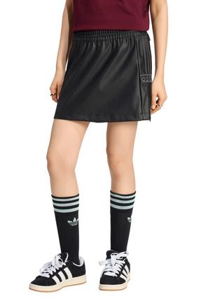 adidas Originals Adibreak Faux Leather Miniskirt in Black/Utility Black at Nordstrom, Size X-Small