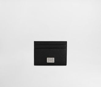 Dolce & Gabbana Calfskin Card Holder With Branded Plate - Man Wallets And Small Leather Goods Black Leather Onesize