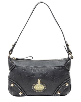 Loewe Black Embossed Calfskin Leather Zip Pochette (Authentic Pre-Loved)
