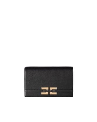 Elisabetta Franchi Compact Black Shoulder Bag with Gold-tone Logo Plaque