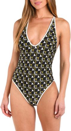 Sunshine 79 Trip Around Plunge Reversible One-Piece Swimsuit in Black at Nordstrom Rack, Size 12