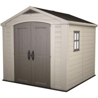 Keter Casetta da Giardino con Mensole 256,5x255x243 cm Keter Factor 8x8 in Polipropilene Rinforzato Beige
