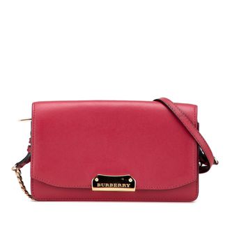 Burberry Tweedehands Leren Madison Portemonnee Op Ketting