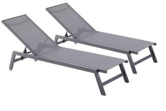 Concept Usine Juego de 2 tumbonas gris oscuro