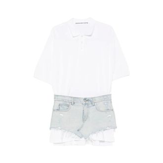 Alexander Wang Alexander Wang, Shirt Dresses, female, White, Size: S Layered Denim-Panel Mini Dress