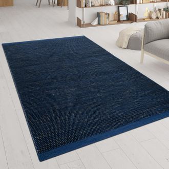 Paco Home Paco Home - Alfombra Tejido Hecho A Mano Look Escandinavo Patr&oacute;n Jaspeado En Azul 240x340 Cm