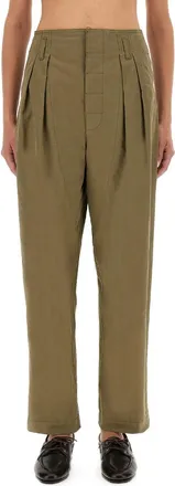 Moschino Pleated Cotton Trousers - Green