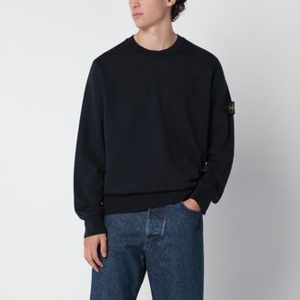Stone Island Felpa girocollo blu navy in cotone
