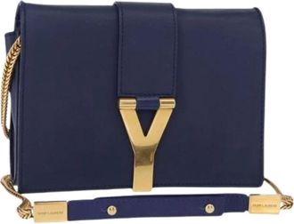 Saint Laurent Pre-owned Cross Body Bags, female, Blue, Size: ONE SIZE Pre-owned Leather Cross Body Bag
