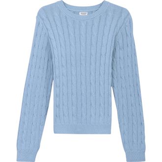 Vivid Cable Knit Ribbed Neck Sweater in Light Dusty Blue at Nordstrom, Size Xx-Large