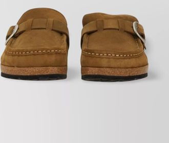 Birkenstock shearling buckle detail slippers