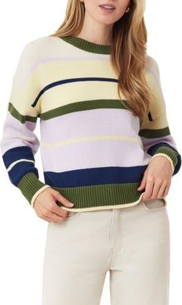Scotch & Soda Stripe Crewneck Sweater in Garden Green Mix at Nordstrom Rack, Size X-Large