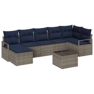 vidaXL Juego De Sof&aacute; Con Coj&iacute;n 8 Pcs Gris Rat&aacute;n Sint&eacute;tico Vidaxl