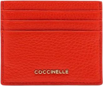Coccinelle small Metallic grained-leather card holder - women - Calf Leather - One Size - Red