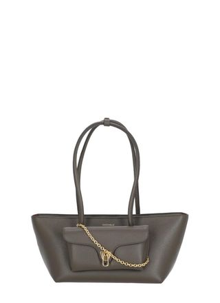 Coccinelle Medium Structured Leather Shoulder Bag with Removable Pocket