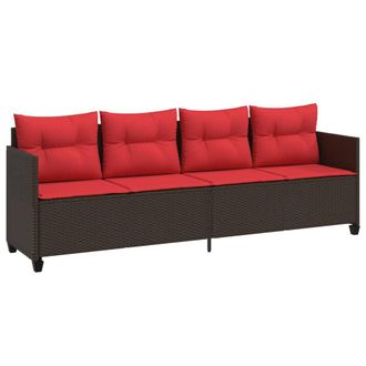vidaXL Tumbona Con Cojines Rat&aacute;n Sint&eacute;tico Marr&oacute;n Vidaxl