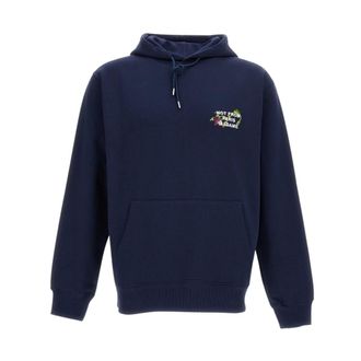 Dr&ocirc;le de Monsieur Hoodies, male, Blue, Size: L Vine Embroidered Slogan Hoodie