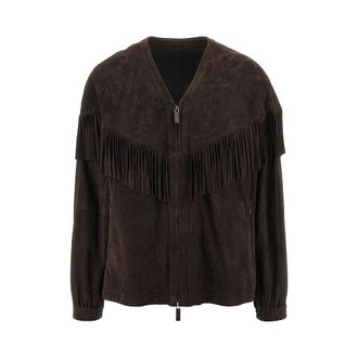 Emporio Armani Fringed suede leather jacket Man 48