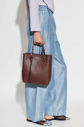 Emporio Armani Bag With Printed Logo, Womens, Brown