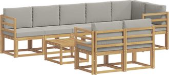 vidaXL Conjunto De Sof&aacute;s De Exterior 9 Uds. Blanco Y Gris Claro Vidaxl