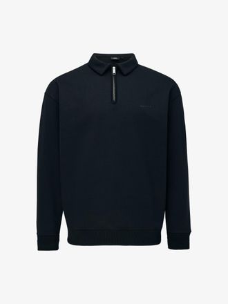 Genti Polo Zip Sweater | Zwart