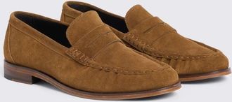 Moss Italian Suede Tobacco Ruched Loafers