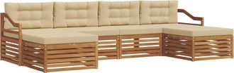 vidaXL Conjunto De Sof&aacute;s De Exterior 6 Uds. Natural Y Beige Vidaxl