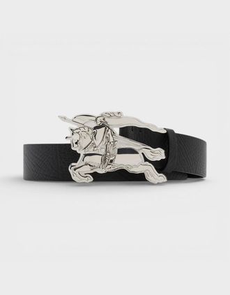 Burberry Mens Leather Knight Buckle 30mm Belt Black - Size: 110CM