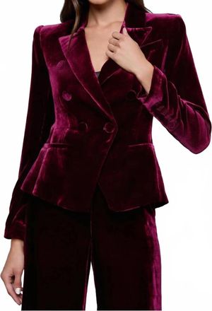 L'agence Marie Velvet Double Breasted Blazer Port